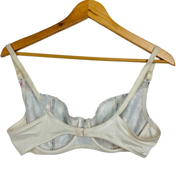 Bestform Vintage 70s Crinkle Satin Metallic Floral Printed Ruched Underwire Bra - Picture 3 of 14